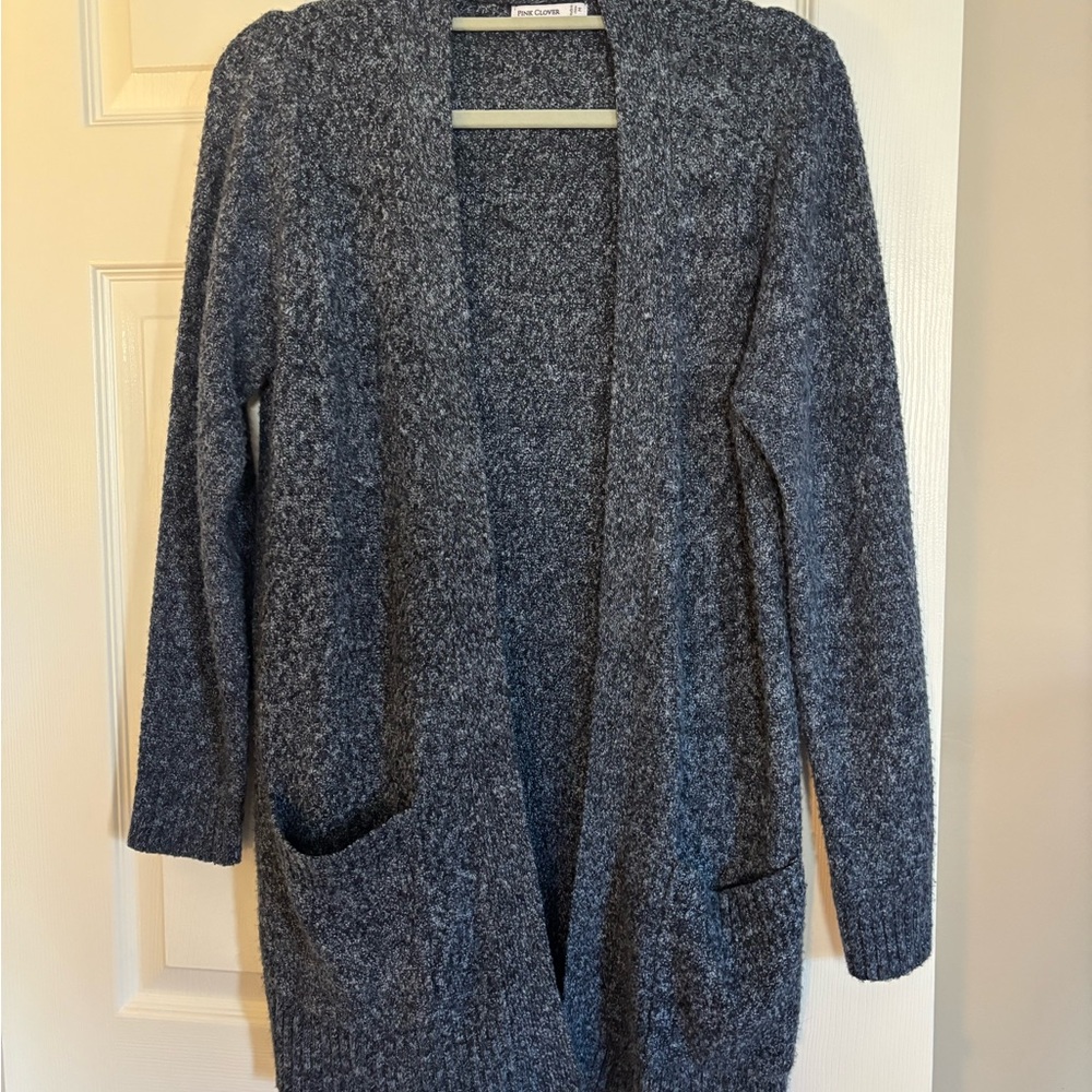 Pink Clover Navy Marled Open-Front Cardigan